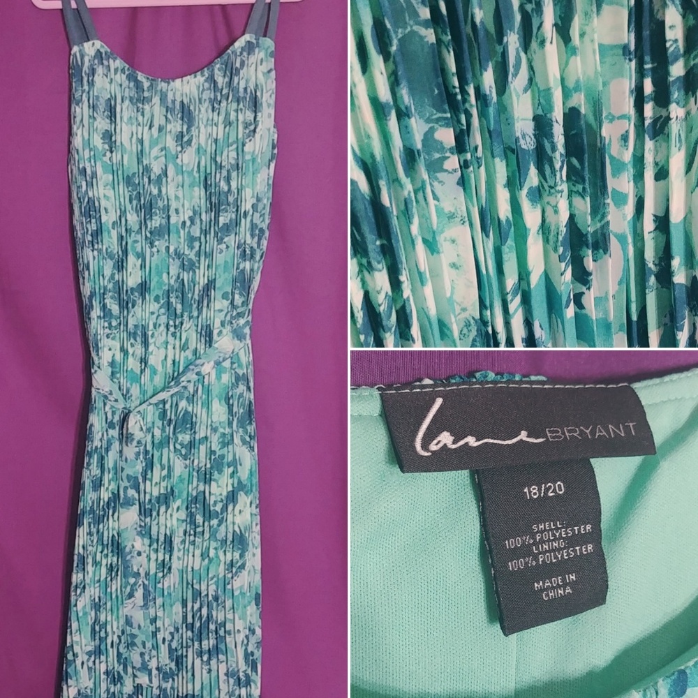 Aqua/Teal Pleated Maxi Dress